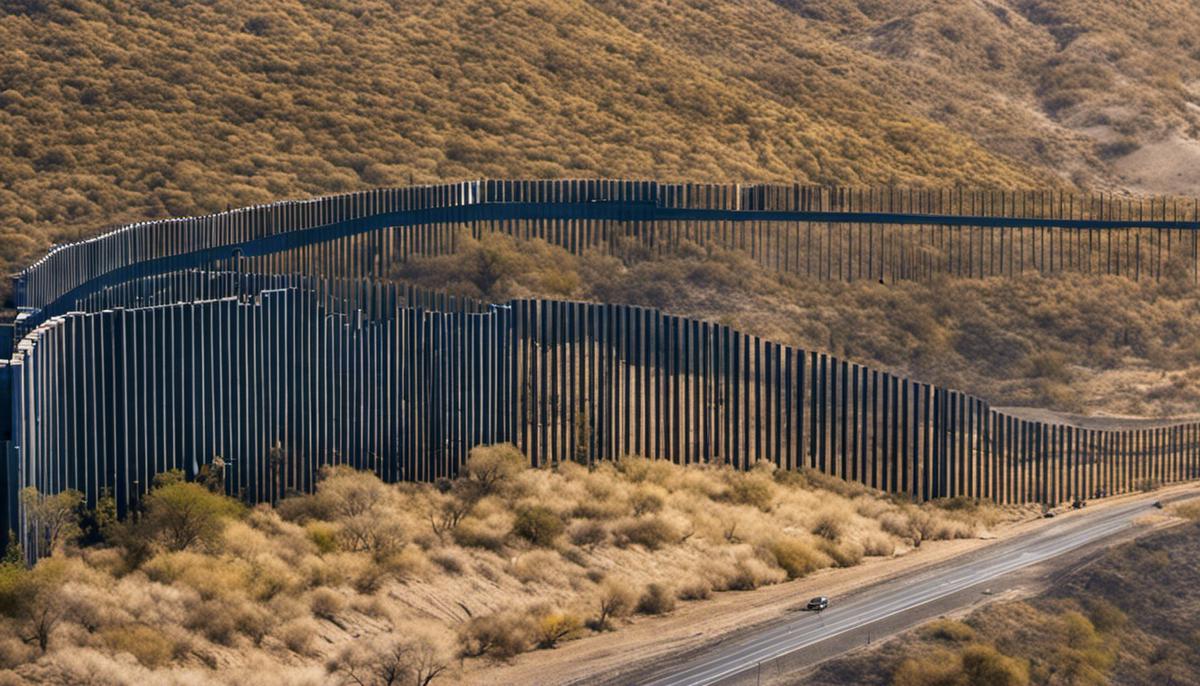 Aerial view of the US-Mexico border wall