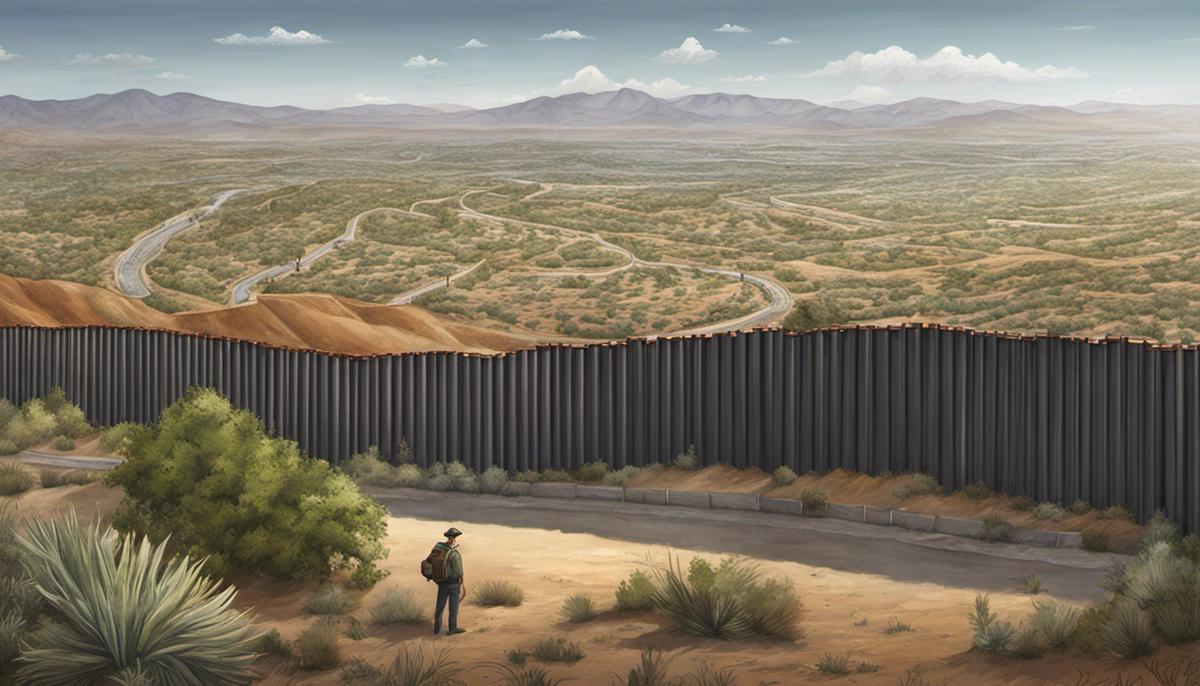 Illustration depicting the environmental impact of the US-Mexico border wall