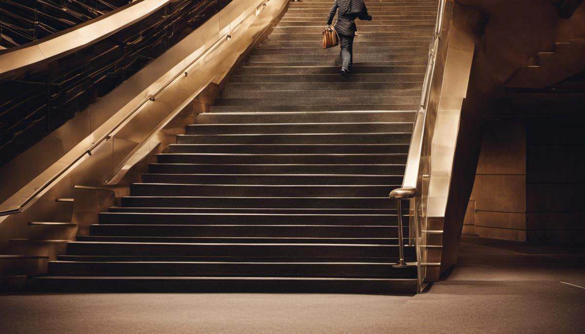 Image depicting a person climbing stairs, symbolizing career growth for visually impaired individuals.