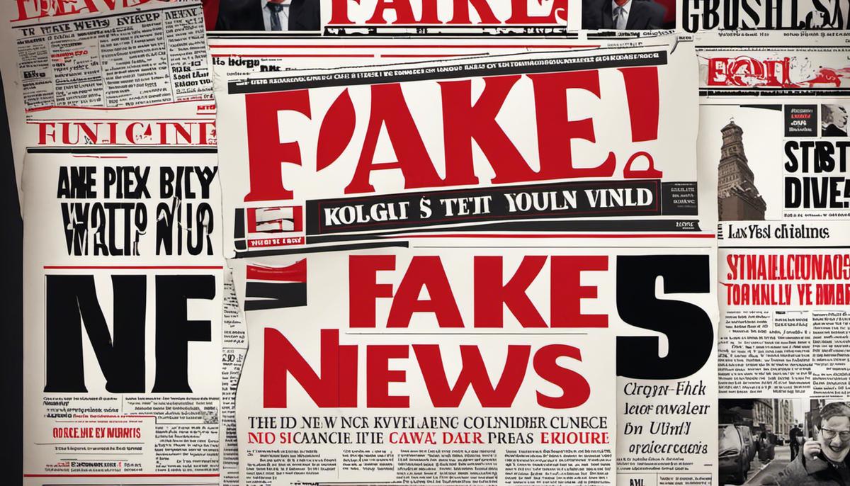 An image showing a newspaper with the headline 'FAKE NEWS' in bold red letters to depict the subject of the text.