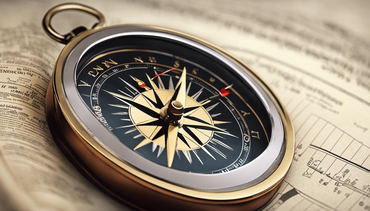 Illustration of a compass pointing towards financial goals