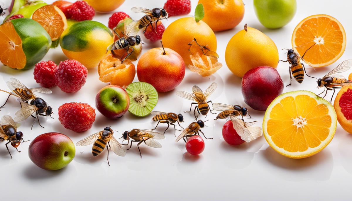 Image of various fruit fly elimination products on a white background