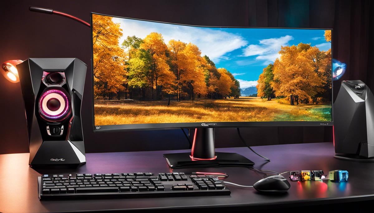 Image of a gaming monitor with multiple specifications, highlighting the importance of choosing the right gaming monitor for an optimal gaming experience.