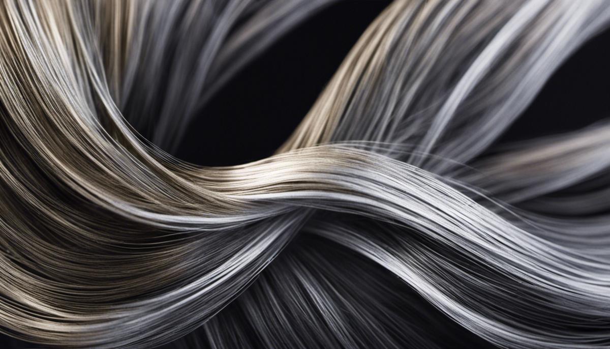 A close-up image of a person's hair with strands of gray and silver, representing natural hair color aging gracefully.