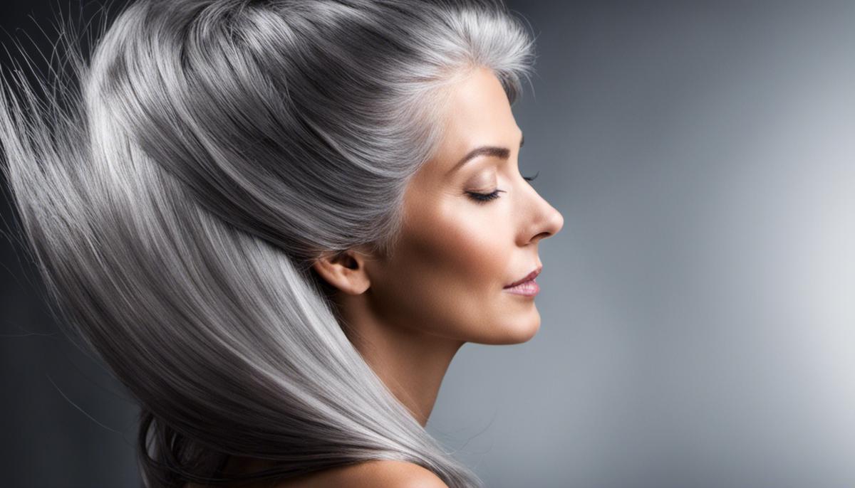 Image of a person's gray hair shining with health and vitality