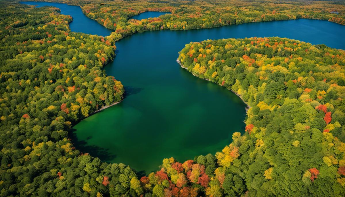 A beautiful aerial view of the Ontario Greenbelt, showcasing its vastness and natural beauty.