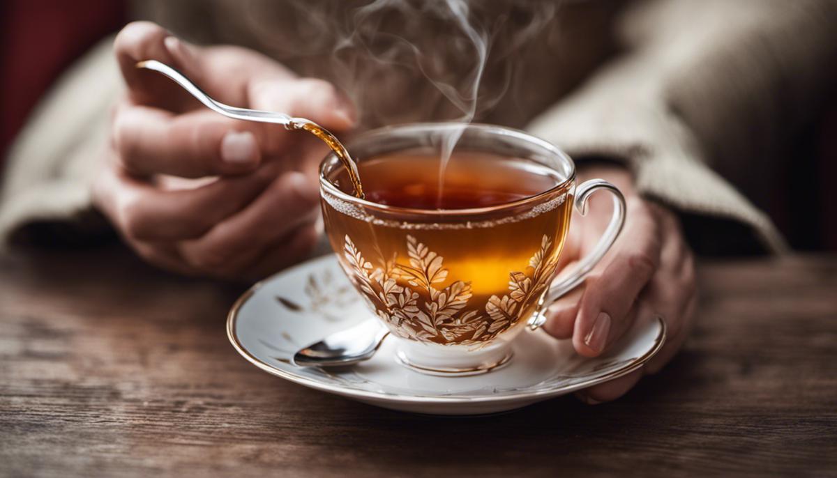 Image of a person holding a cup of tea, representing the topic of tea consumption and arterial health.