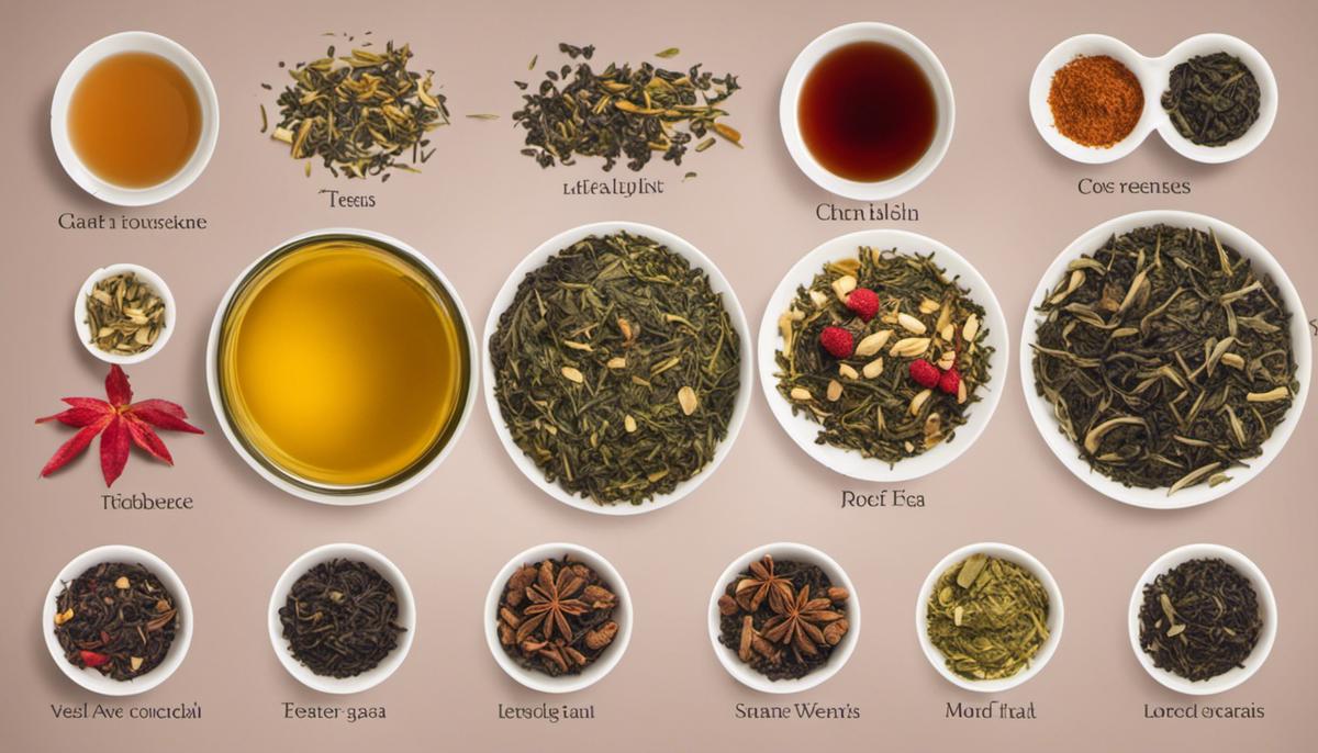 Image depicting different types of teas and their benefits for arterial health