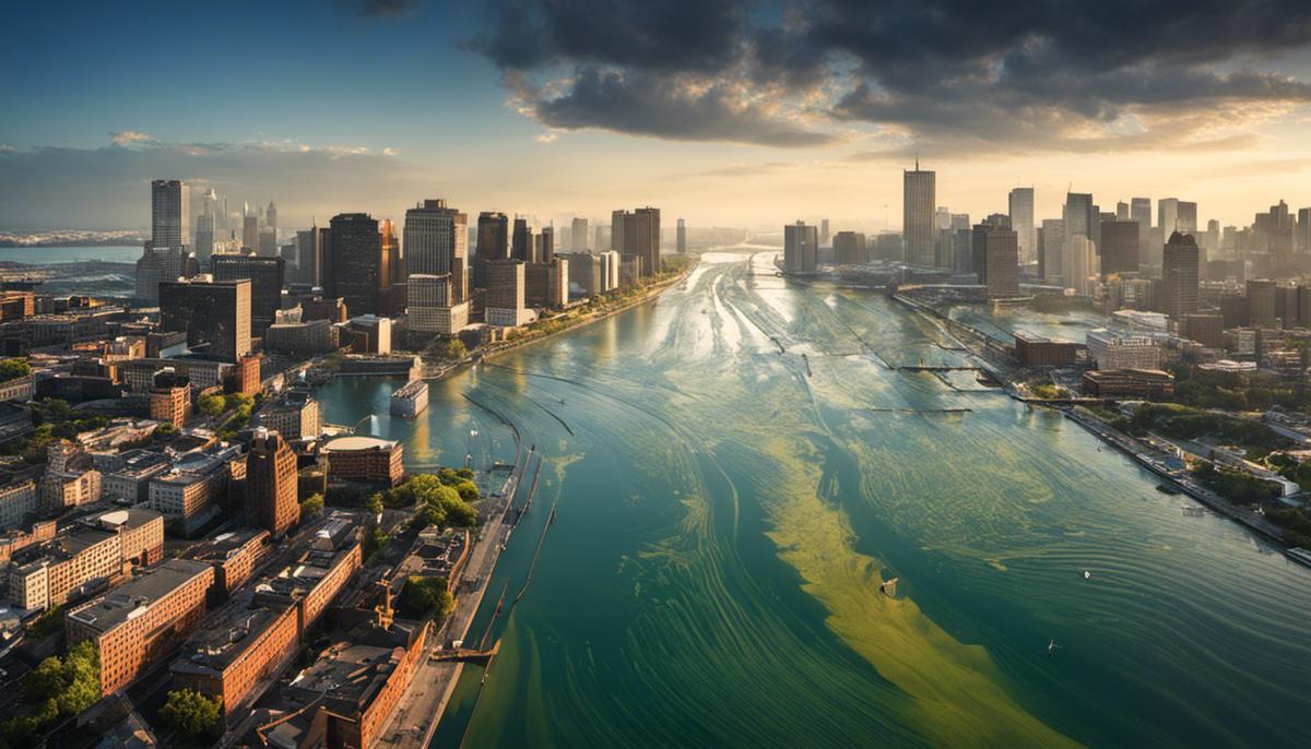 Image depicting urban aquatic toxins, showcasing various contaminants present in city water sources.