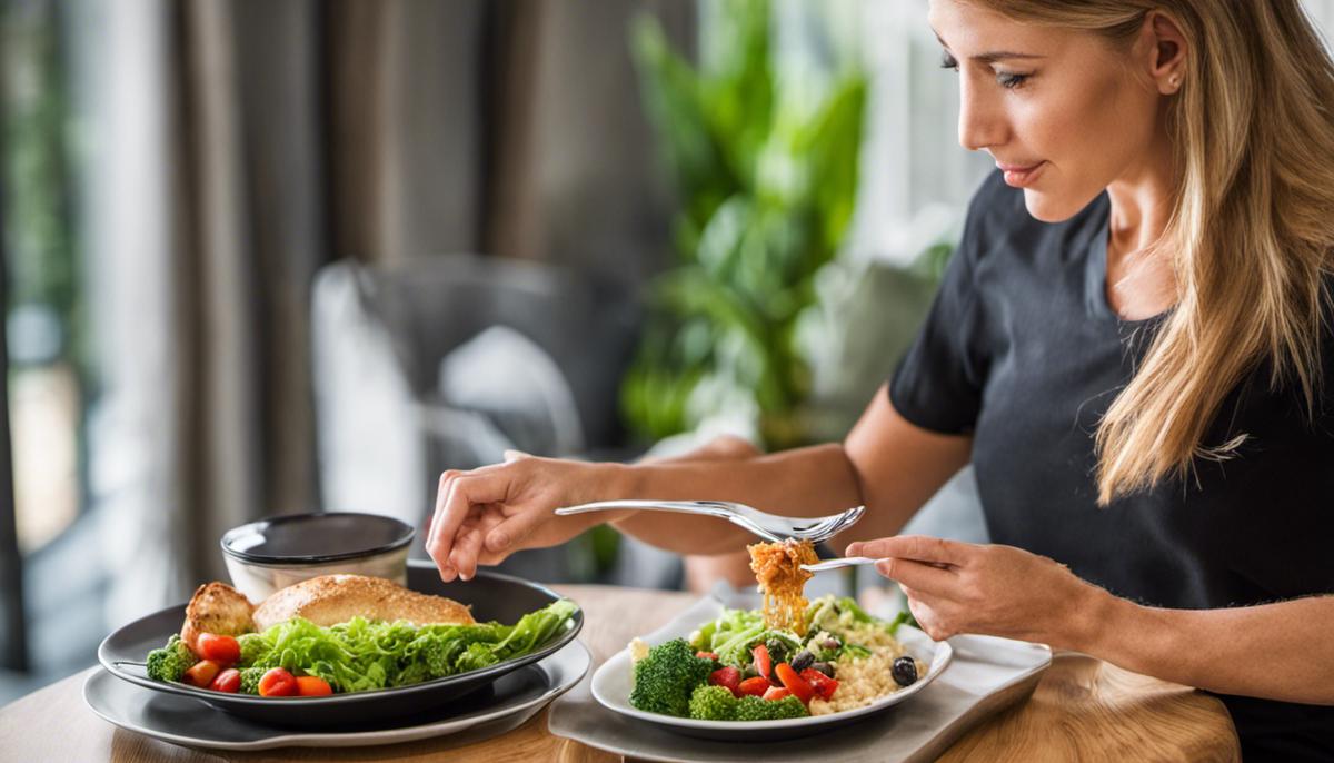 An image showing a person eating a balanced meal, emphasizing the importance of nutrition for preventing Wernicke-Korsakoff Syndrome.